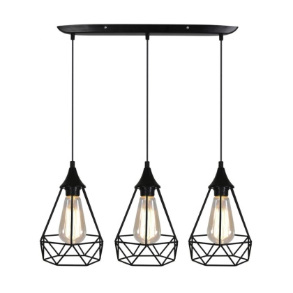 Lampa wisząca GRAF 3 potrójny zwis na listwie czarna druciana loft - Candellux Lighting