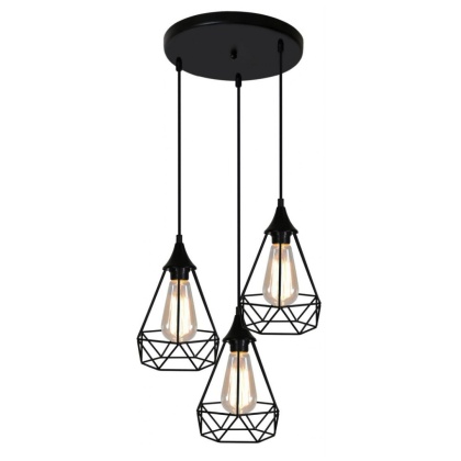 Lampa wisząca GRAF 3 potrójna talerz czarna druciana loft - Candellux Lighting