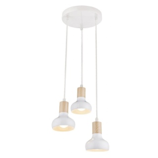 Lampa wisząca PUERTO 3 biały / drewno potrójny zwis kaskada - Candellux Lighting