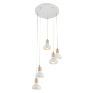 Lampa wisząca PUERTO 5 biały drewno zwis kaskada - Candellux Lighting