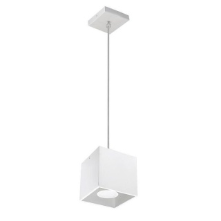 Lampa wisząca QUAD 1 biały pojedynczy zwis sześcian - Sollux Lighting