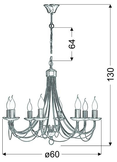Lampa wisząca MUZA 8 patynowy klasyczny żyrandol do salonu - Candellux Lighting