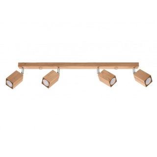 Lampa sufitowa KEKE 4 dębowa regulowana drewniana na listwie - Sollux Lighting