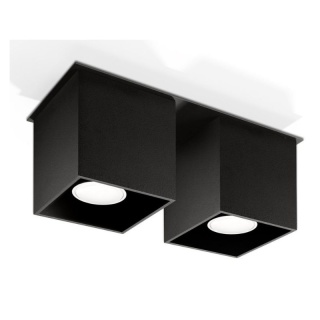 Plafon QUAD 2 czarny podwójna lampa sufitowa aluminiowa - Sollux Lighting