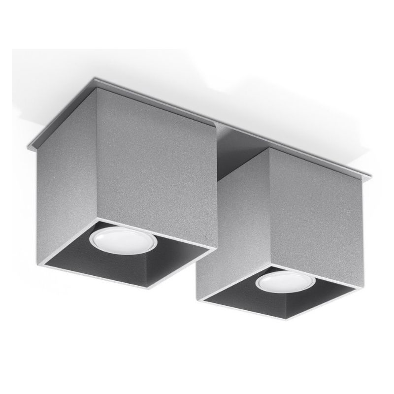 Plafon QUAD 2 szary podwójna lampa sufitowa aluminiowa - Sollux Lighting