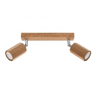 Lampa sufitowa ZEKE 2 podwójna drewniana dębowa spot w stylu skandynawskim - Sollux Lighting