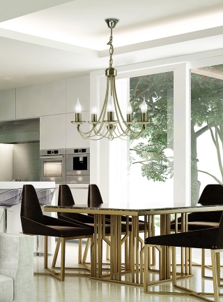 Lampa wisząca MUZA 5 patynowy klasyczny żyrandol do salonu - Candellux Lighting