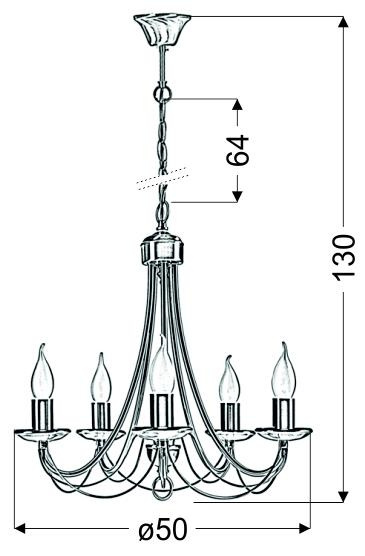 Lampa wisząca MUZA 5 patynowy klasyczny żyrandol do salonu - Candellux Lighting Lampa wisząca MUZA 5 patynowy klasyczny żyrandol do salonu - Candellux Lighting