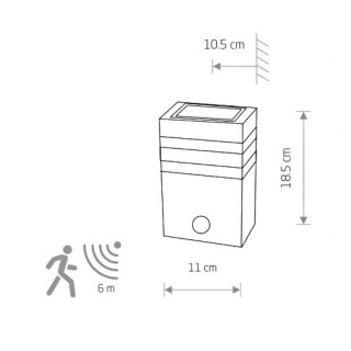 Kinkiet elewacyjny RIO I SENSOR z czujnikiem ruchu czarny nowoczesny - Nowodvorski Lighting