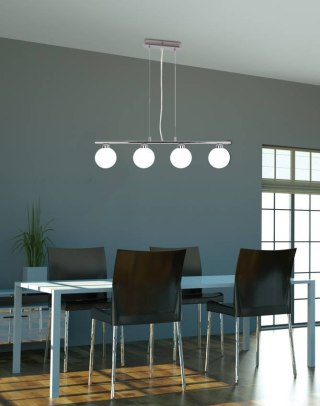 Lampa wisząca RAISA 4 chrom / białe kuliste klosze - Candellux Lighting