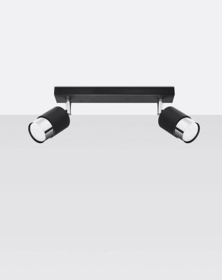 Plafon NERO 2 czarny / chrom podwójny na listwie - Sollux Lighting