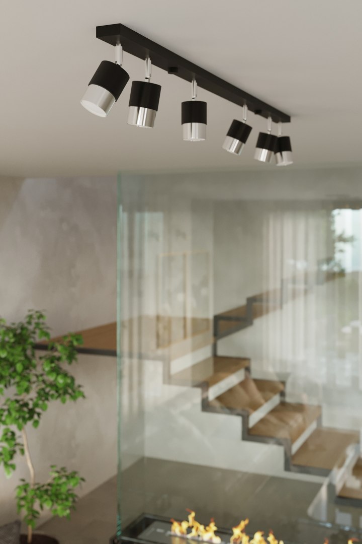 Plafon NERO 2 czarny / chrom podwójny na listwie - Sollux Lighting Plafon NERO 2 czarny / chrom podwójny na listwie - Sollux Lighting