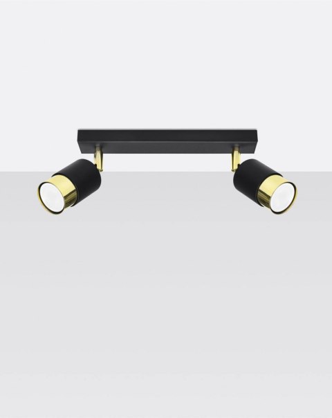 Plafon NERO 2 czarny / złoty podwójny na listwie - Sollux Lighting Plafon NERO 2 czarny / złoty podwójny na listwie - Sollux Lighting