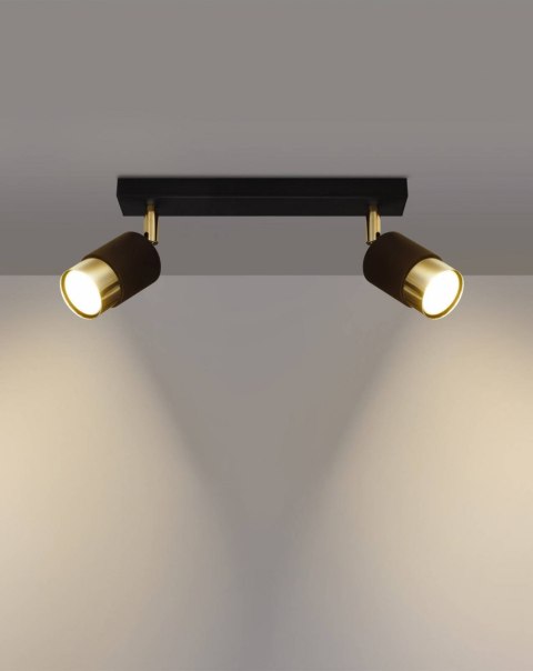 Plafon NERO 2 czarny / złoty podwójny na listwie - Sollux Lighting Plafon NERO 2 czarny / złoty podwójny na listwie - Sollux Lighting