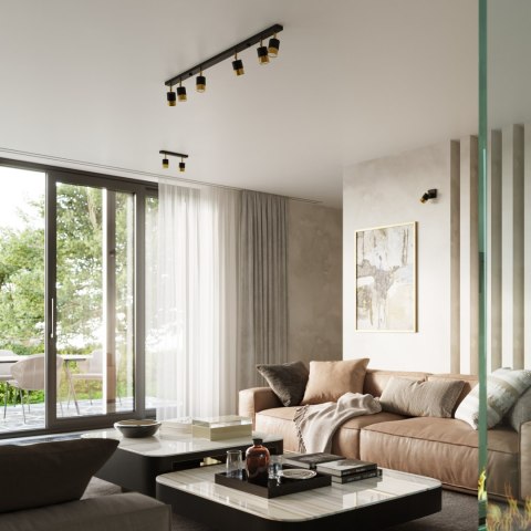 Plafon NERO 2 czarny / złoty podwójny na listwie - Sollux Lighting Plafon NERO 2 czarny / złoty podwójny na listwie - Sollux Lighting