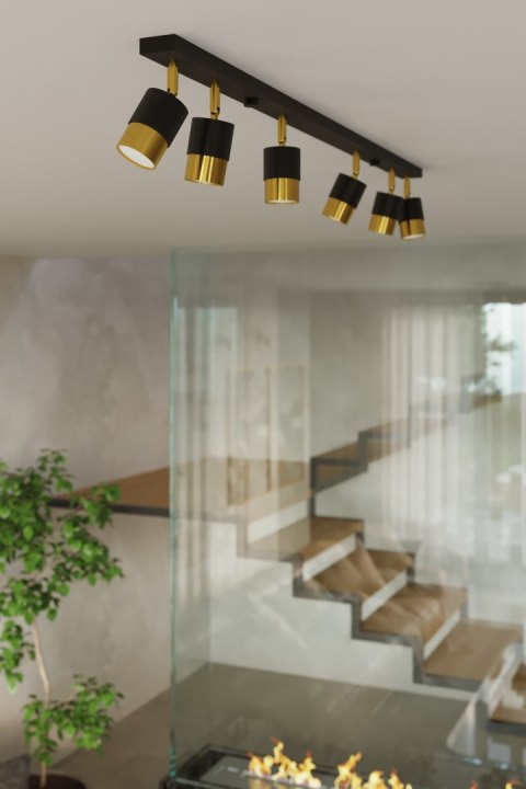 Plafon NERO 2 czarny / złoty podwójny na listwie - Sollux Lighting Plafon NERO 2 czarny / złoty podwójny na listwie - Sollux Lighting