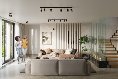Plafon NERO 2 czarny / złoty podwójny na listwie - Sollux Lighting Plafon NERO 2 czarny / złoty podwójny na listwie - Sollux Lighting