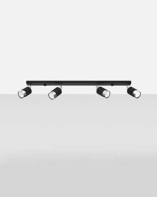 Plafon NERO 4 czarny / chrom regulowane tuby na listwie - Sollux Lighting