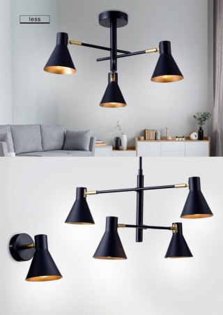 Kinkiet czarno-złoty pojedynczy regulowany ścienny Less - Candellux Lighting