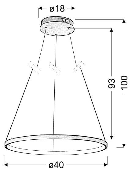 Lampa wisząca LUNE 40 biała LED 4000K ring obręcz - Candellux Lighting - wymiary rysunek techniczny Lampa wisząca LUNE 40 biała LED 4000K ring obręcz - Candellux Lighting - wymiary rysunek techniczny