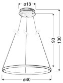 Lampa wisząca LUNE 40 biała LED 4000K ring obręcz - Candellux Lighting - wymiary rysunek techniczny