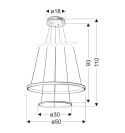 Lampa wisząca LUNE podwójna 50 30 - Candellux Lighting - wymiary rysunek techniczny