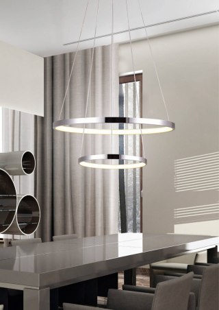 Lampa wisząca LUNE 50/30 chrom LED podwójna ringi obręcze - Candellux Lighting