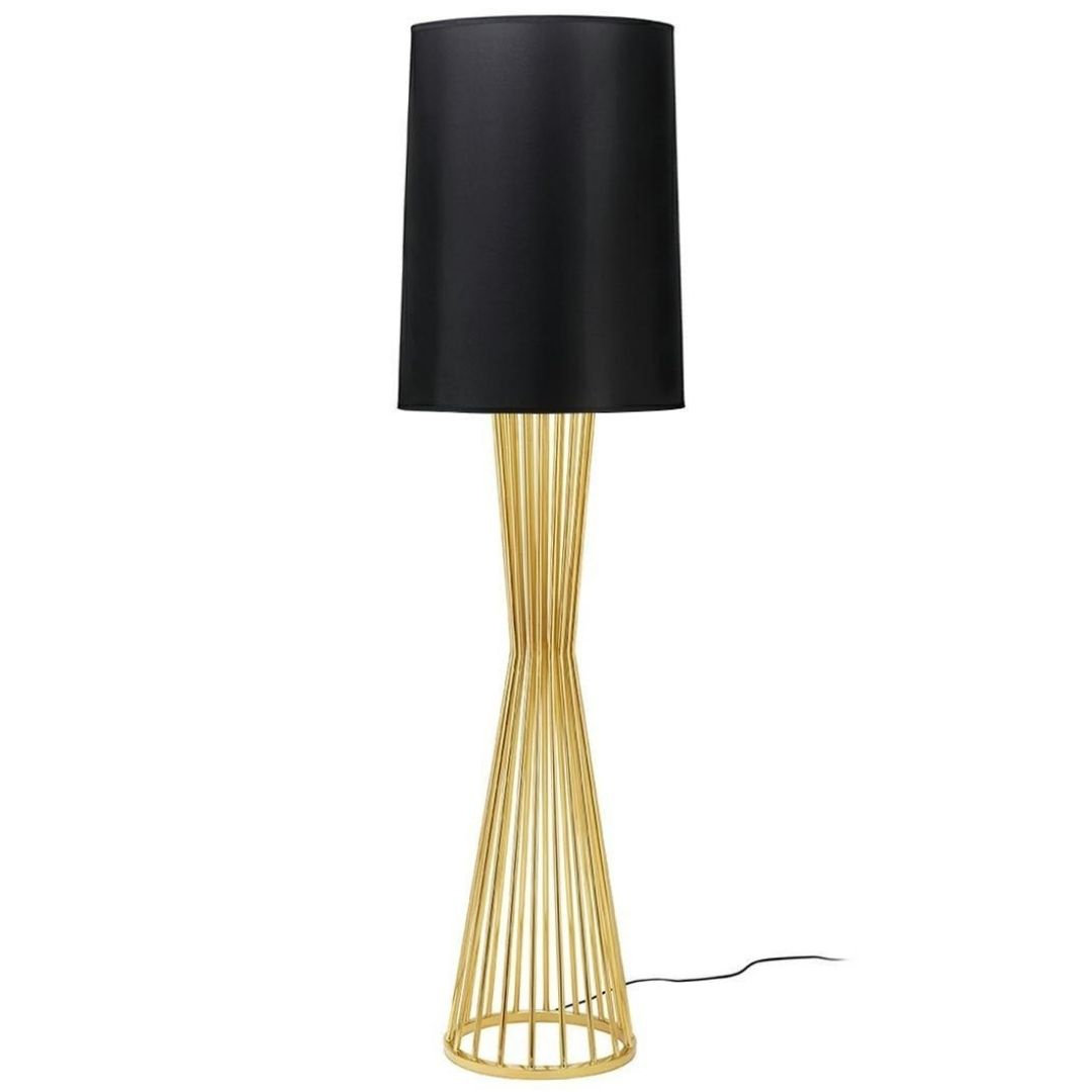 Lampa podłogowa HOLMES złota z czarnym kloszem - King Home Lampa podłogowa HOLMES złota z czarnym kloszem - King Home
