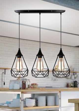 Lampa wisząca GRAF 3 potrójny zwis na listwie czarna druciana loft - Candellux Lighting