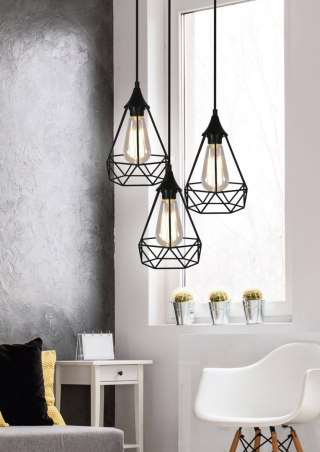 Lampa wisząca GRAF 3 potrójna talerz czarna druciana loft - Candellux Lighting