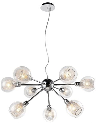 Lampa wisząca DIXI chromowa szklany klosz z koszyczkiem 9x40W - Candellux Lighting