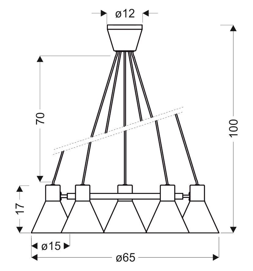 Lampa wisząca żyrandol MORE 5 czarno-złote klosze loft - Candellux Lighting Lampa wisząca żyrandol MORE 5 czarno-złote klosze loft - Candellux Lighting