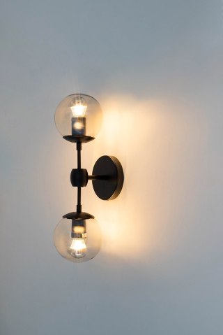 Kinkiet PLANETARIO 2 czarny / bursztynowe kuliste klosze - King Home