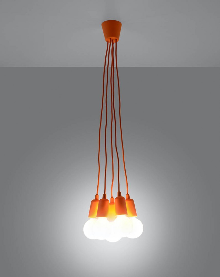 Lampa wisząca DIEGO 5 pomarańczowa - Sollux Lighting