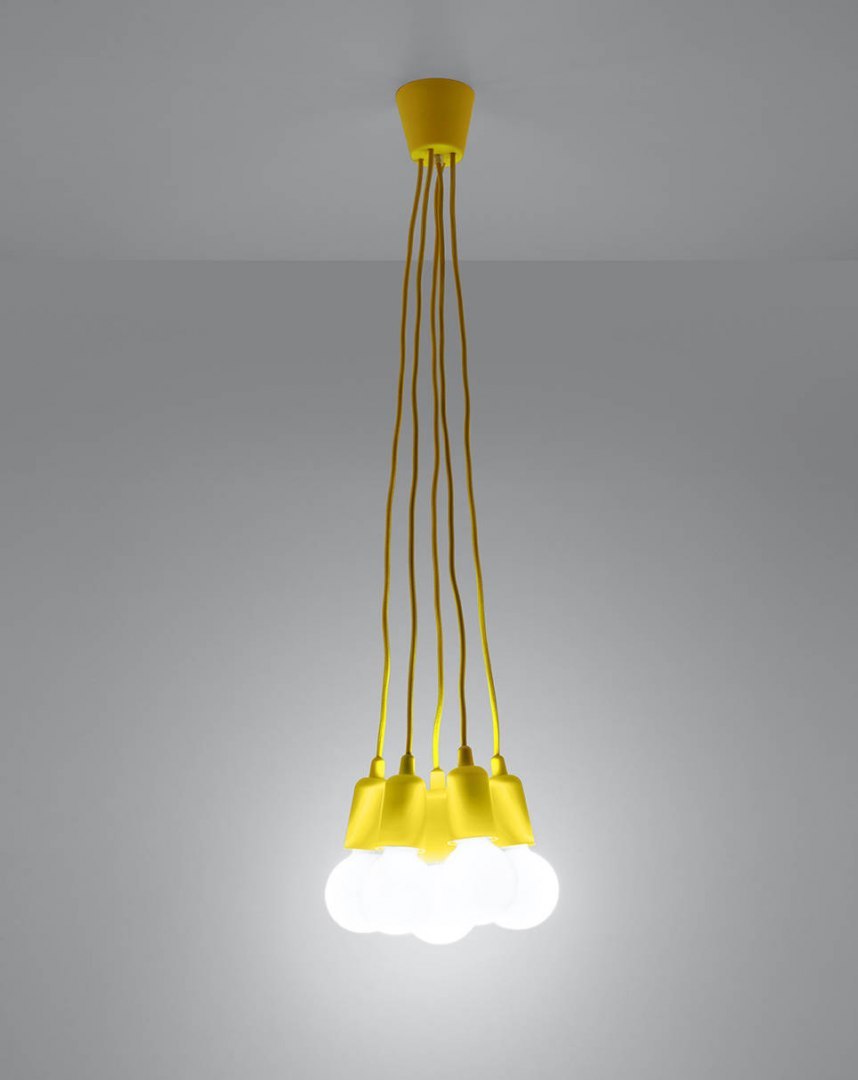 Lampa wisząca DIEGO 5 żółta - Sollux Lighting Lampa wisząca DIEGO 5 żółta - Sollux Lighting