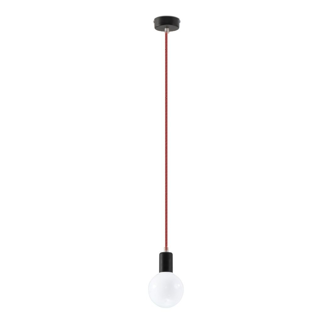 Lampa wisząca EDISON czarno-czerwona - Sollux Lighting Lampa wisząca EDISON czarno-czerwona - Sollux Lighting