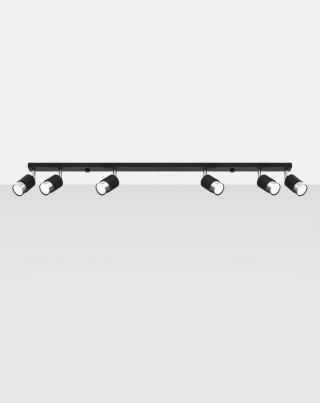 Plafon NERO 6 czarny / chrom regulowane tuby na długiej listwie - Sollux Lighting