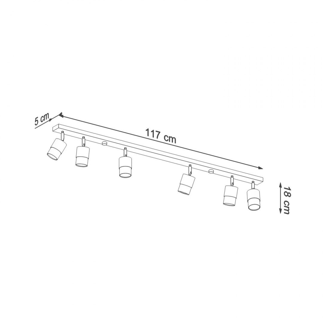 Plafon NERO 6 czarny / chrom regulowane tuby na długiej listwie - Sollux Lighting Plafon NERO 6 czarny / chrom regulowane tuby na długiej listwie - Sollux Lighting