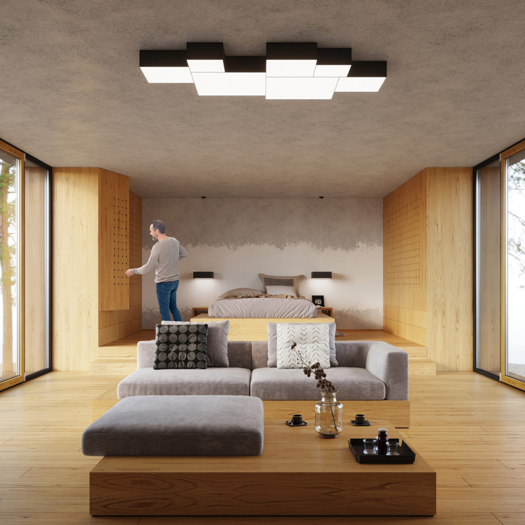 Plafon sufitowy HORUS 35 czarny kwadratowy - Sollux Lighting - wizualizacja