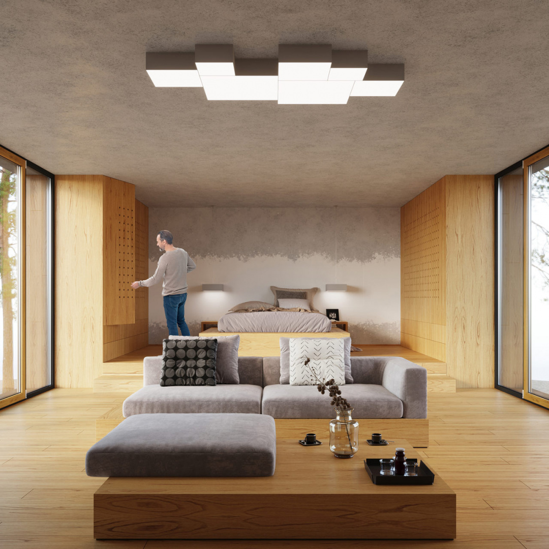 Plafon sufitowy HORUS 35 szary kwadratowy - Sollux Lighting - wizualizacja