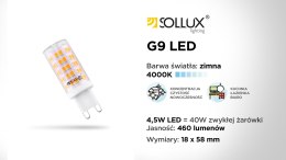 1 Żarówka LED G9 4000K Zimna 4,5W 460lm - Sollux Lighting