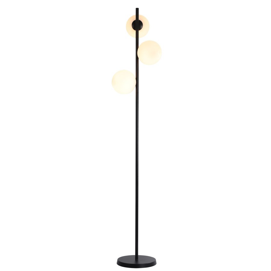 Lampa podłogowa DORADO czarna szklane kuliste klosze - Light Prestige