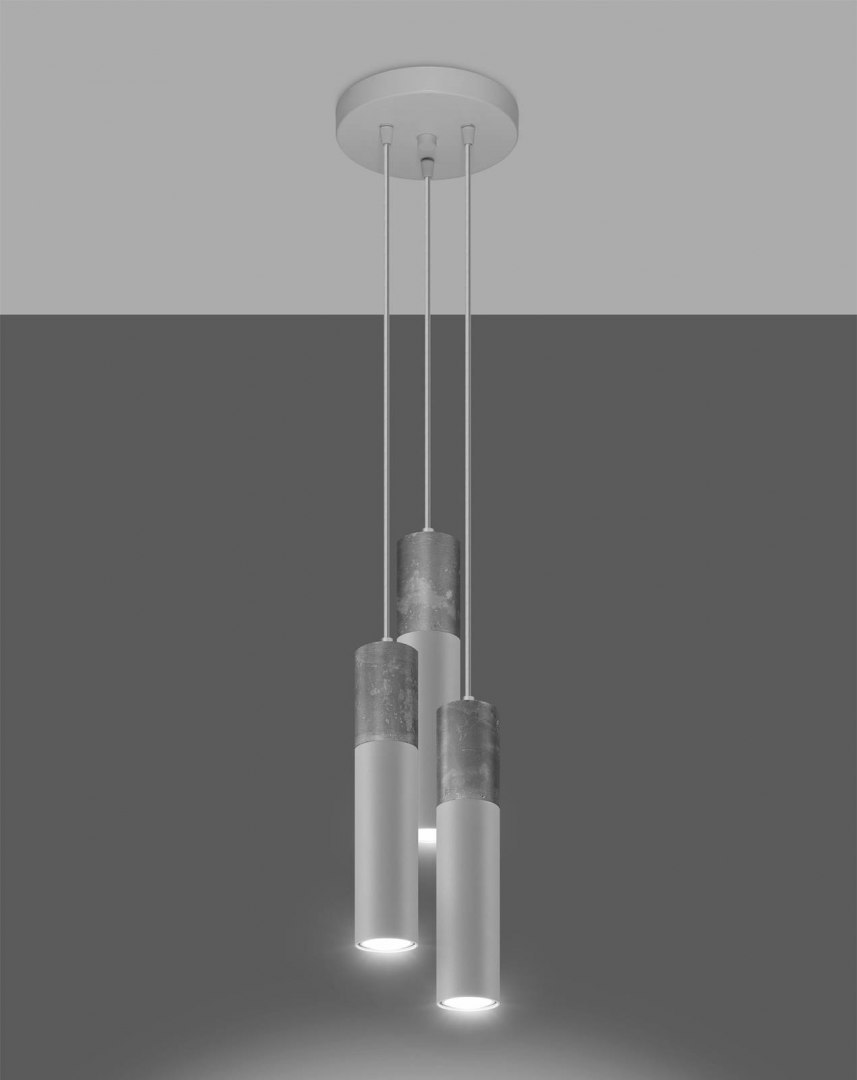 Lampa wisząca BORGIO 3P biały / beton loft potrójna - Sollux Lighting