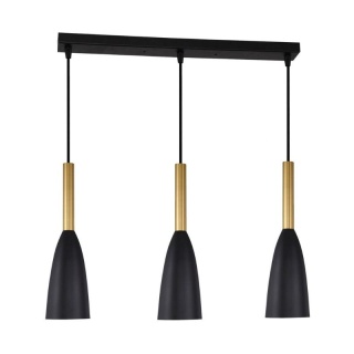 Lampa wisząca SOLIN 3 linia czarno złota na listwie - Light Prestige