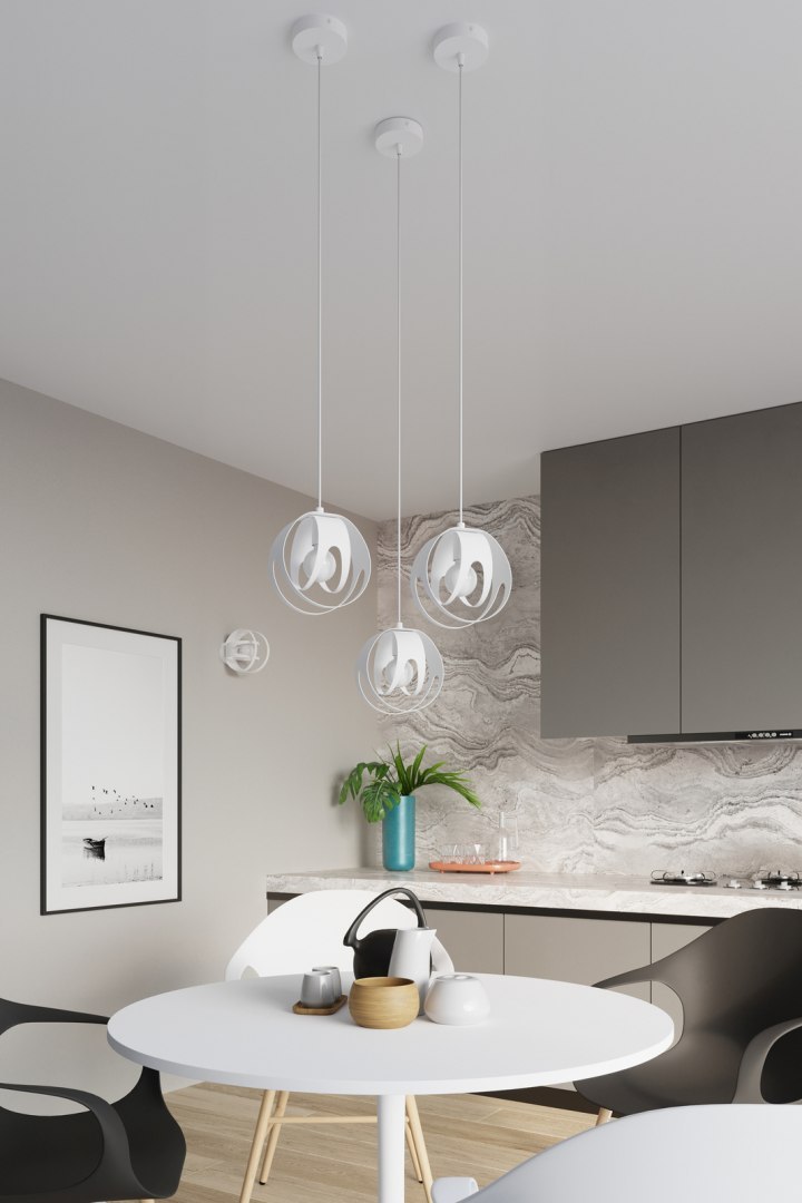 Lampa wisząca TULOS 3L biała potrójny zwis na listwie - Sollux Lighting Lampa wisząca TULOS 3L biała potrójny zwis na listwie - Sollux Lighting