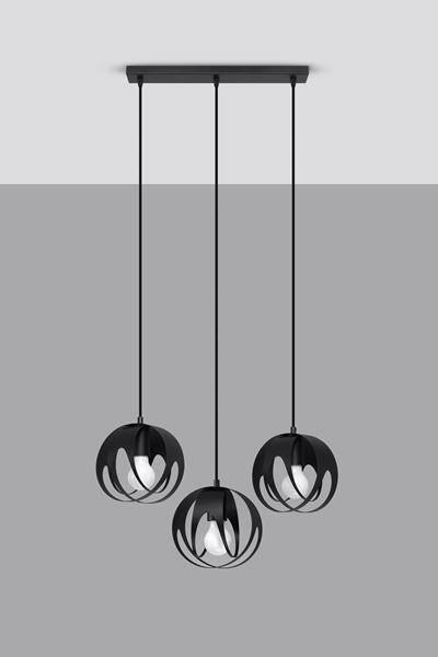 Lampa wisząca TULOS 3L czarna potrójny zwis na listwie - Sollux Lighting Lampa wisząca TULOS 3L czarna potrójny zwis na listwie - Sollux Lighting