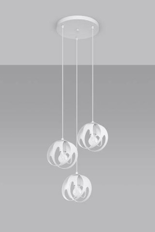 Lampa wisząca TULOS 3P biała kaskada potrójny zwis okrągła podsufitka - Sollux Lighting