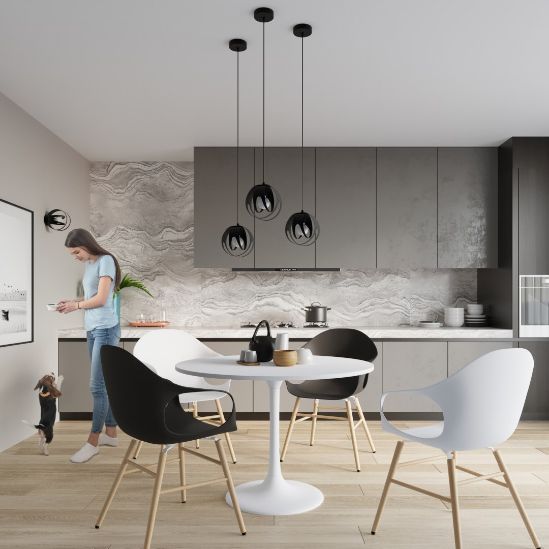 Lampa wisząca TULOS 3P czarna kaskada potrójny zwis okrągła podsufitka - Sollux Lighting Lampa wisząca TULOS 3P czarna kaskada potrójny zwis okrągła podsufitka - Sollux Lighting