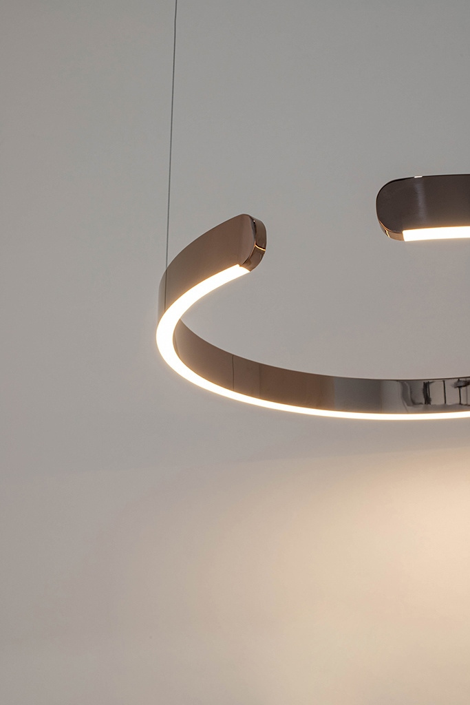Lampa wisząca VISTA 80 miedziany chrom obręcz pierścień - King Home Lampa wisząca VISTA 80 miedziany chrom obręcz pierścień - King Home