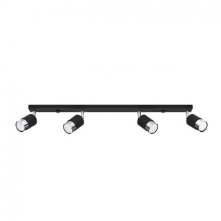 Plafon NERO 4 czarny / chrom regulowane tuby na listwie - Sollux Lighting